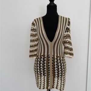 Elegant Striped Knit Poncho